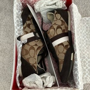 GUC Coach Joss 12cm lt/dark brown signature fabric with white/brown webbing 8.5